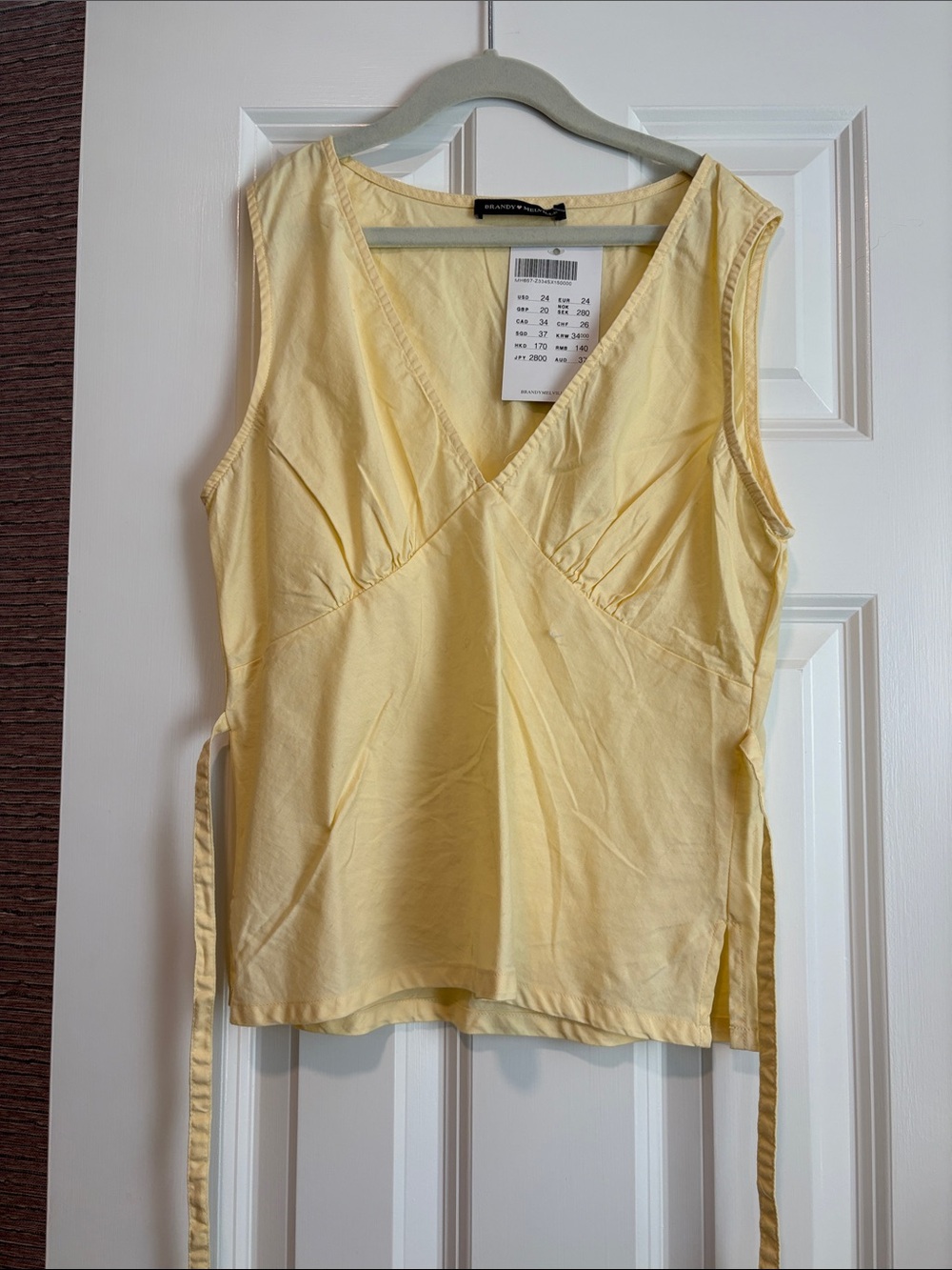 Brandy Melville Pale Yellow Wrap Tank